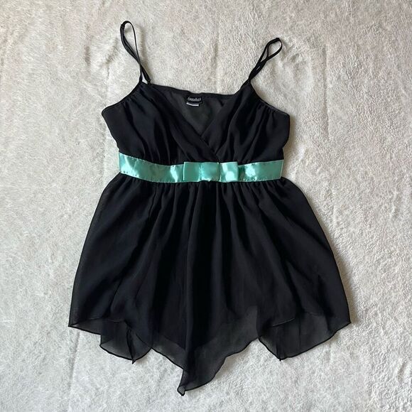Vintage Y2K Fredricks of Hollywood Women’s Babydoll Bow Tank Lingerie Top - Picture 1 of 6
